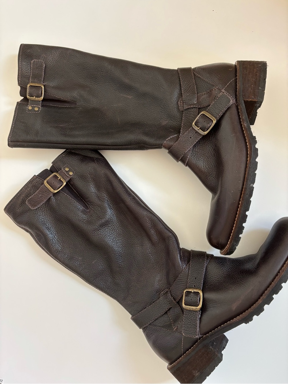 L.L. Bean Dark Brown Leather Riding Boots with Buckle Straps